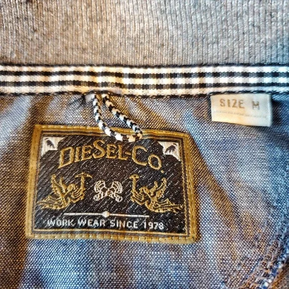 Diesel Co Work Wear Polo Shirt Men M SLIM FIT Gray Cotton Stretch Short Sleeve - Picture 4 of 8